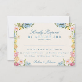 Franse Blauwe Vintage online bruiloft website RSVP Kaartje