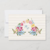 Franse Blauwe Vintage online bruiloft website RSVP Kaartje (Achterkant)