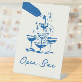 Franse Blauwe Whimsical Camerafotohokje Reclamebord Met Voetstuk