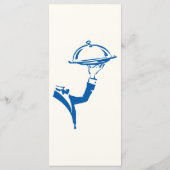Franse Blauwe Whimsical Hand Getekende Trouwdiner Menu (Achterkant)
