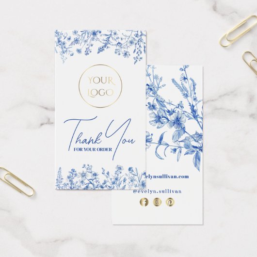 Franse blauwe wilde bloemen bijsluiter visitekaartje (Kantoor)