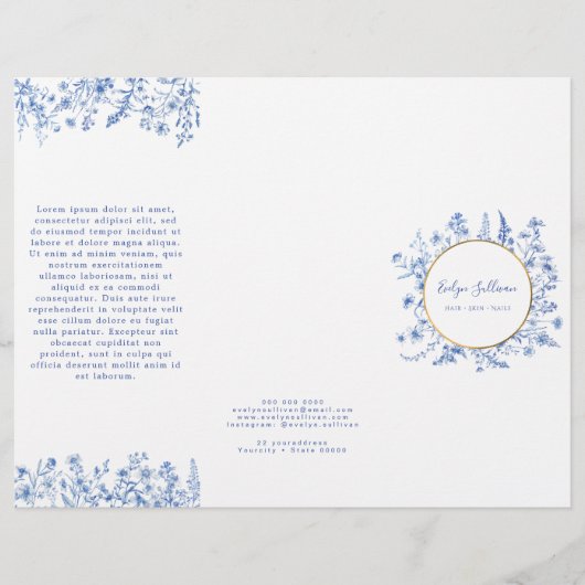 Franse blauwe wilde bloemen brochure (Voorkant)