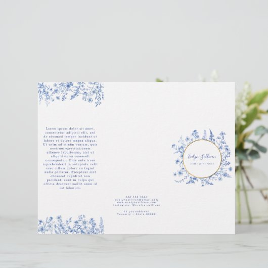 Franse blauwe wilde bloemen brochure (Staand voorkant)