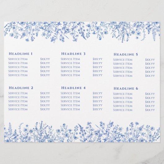 Franse blauwe wilde bloemen brochure (Achterkant)