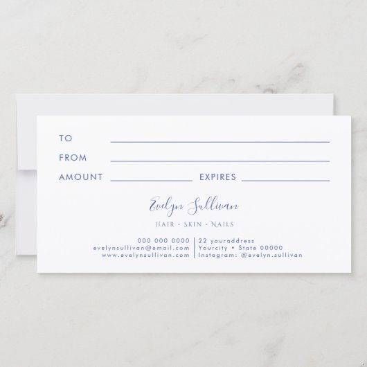 Franse blauwe wilde bloemen cadeaubon (Achterkant)