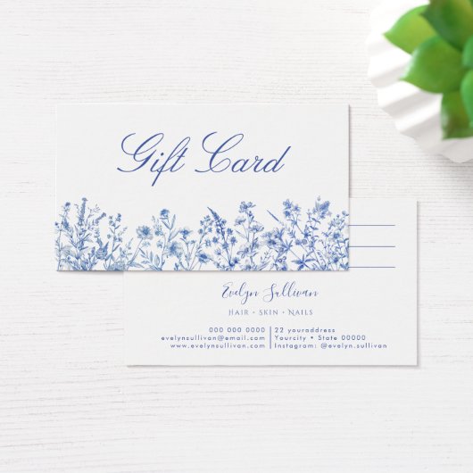Franse blauwe wilde bloemen cadeaubon visitekaartje (Bureau)