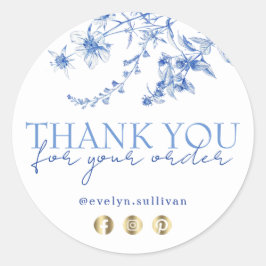 Franse blauwe wilde bloemen dank u sticker