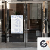 Franse Blauwe Wilde Bloemen Diensten Menu Raamsticker (Kantoordeur)