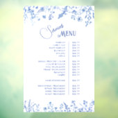 Franse Blauwe Wilde Bloemen Diensten Menu Raamsticker (Vel 3)