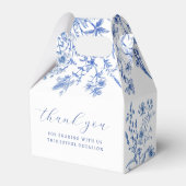 Franse blauwe wilde bloemen doop bedankdoosjes (Achterkant)