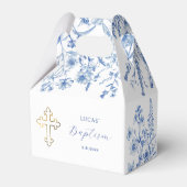 Franse blauwe wilde bloemen doop bedankdoosjes (Voorkant Zijde)