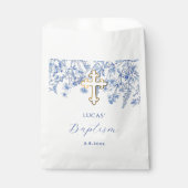 Franse blauwe wilde bloemen doop bedankzakje (Voorkant)