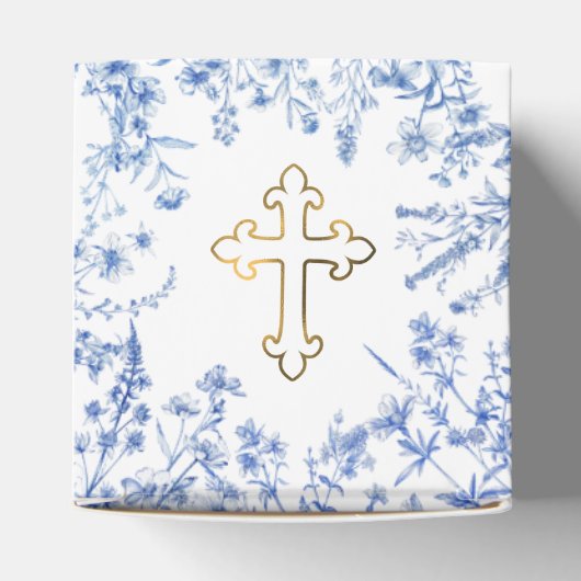 Franse blauwe wilde bloemen doopbloesem bedankdoosjes (Bovenkant)