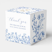 Franse blauwe wilde bloemen doopbloesem bedankdoosjes (Achterkant)