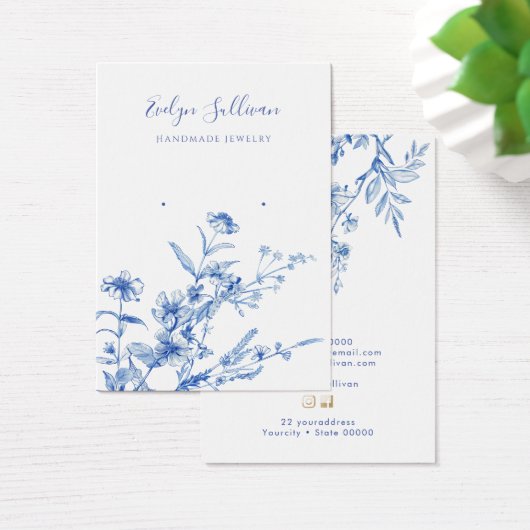 Franse blauwe wilde bloemen dragen display kaart (Bureau)