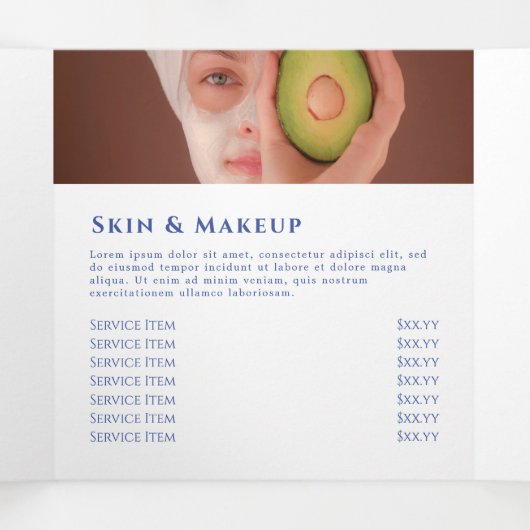 Franse blauwe wilde bloemen drievoudige brochure drieluik kaart (Binnenkant midden)