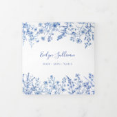 Franse blauwe wilde bloemen drievoudige brochure drieluik kaart (Cover)