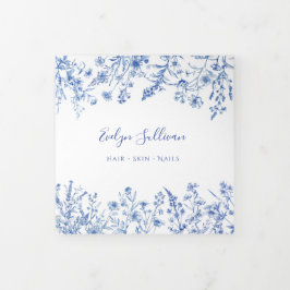 Franse blauwe wilde bloemen drievoudige brochure drieluik kaart