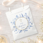 Franse Blauwe Wilde Bloemen Gouden Cirkel Doop Bedankzakje (Geknipt)