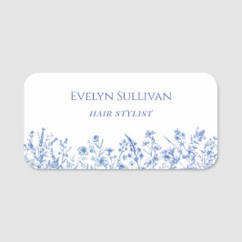 Franse blauwe wilde bloemen naamplaatje