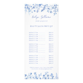 Franse blauwe wilde bloemen prijslijst rack kaart