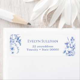 Franse blauwe wilde bloemen retouradres label