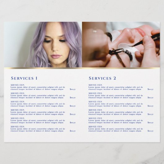 Franse blauwe wilde bloemen service menu brochure (Achterkant)