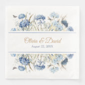 Franse Blauwe Wildflower Meadow bruiloft servetten (Voorkant)