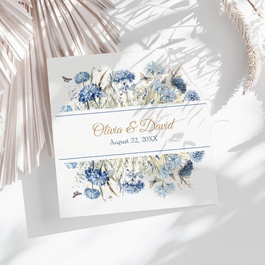 Franse Blauwe Wildflower Meadow bruiloft servetten