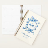 Franse Blauwe Wispelturige Monogram Wapenschild Tr Planner (Display)