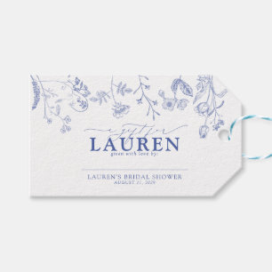 Franse Blauwe & Witte Victoriaanse Douche Geen Wik Cadeaulabel