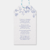 Franse Blauwe & Witte Victoriaanse Douche Geen Wik Cadeaulabel (Achterkant)