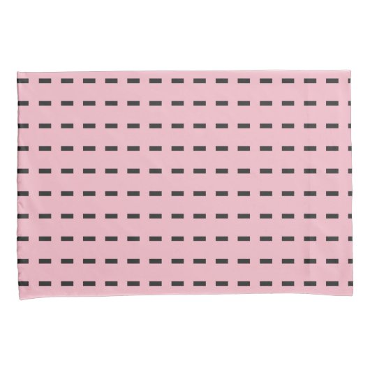 Franse bleke roze en zwarte streepjes omkeerbaar kussensloop (Voorkant-Rechts)