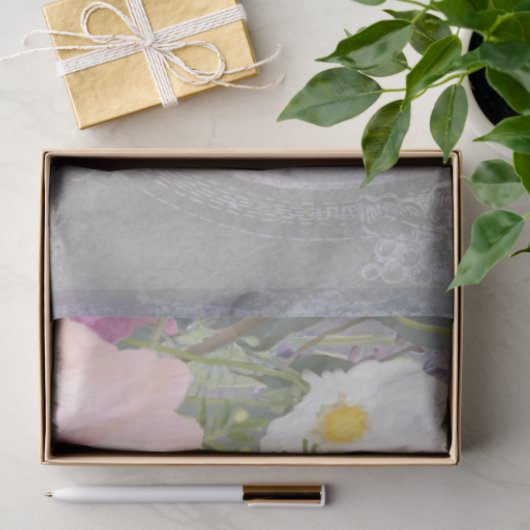 Franse Bloedmarkt elegante  roze kunst Tissuepapier (Geschenk)