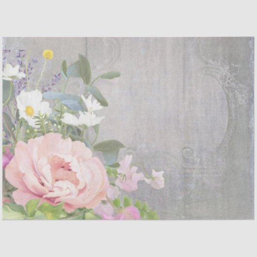 Franse Bloedmarkt elegante roze kunst Tissuepapier (Voorkant)