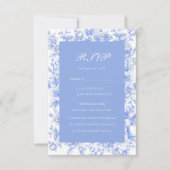 Franse bloem iets blauwe bruidsdouche RSVP kaartje (Voorkant)