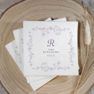 Franse bloem lavendel paarse monogram bruiloft servet