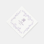 Franse bloem lavendel paarse monogram bruiloft servet (Hoek)