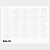 Franse bloem lavendel paarse monogram bruiloft vierkante sticker (Vel)