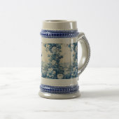 Franse bloem toile blauw bierpul (Voorkant rechts)