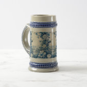 Franse bloem toile blauw bierpul (Voorkant links)