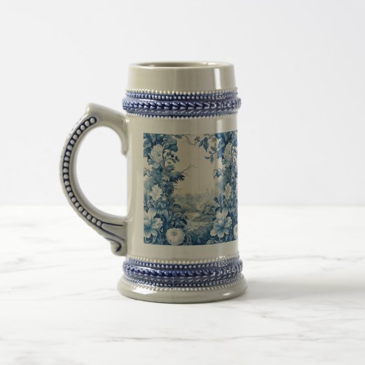Franse bloem toile blauw bierpul (Links)
