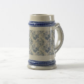 Franse bloem toile blauwe  bierpul (Voorkant rechts)