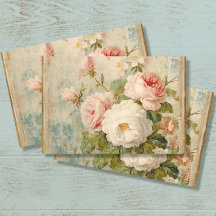 Franse Bloemblauw Roze  Ephemera Decoupage