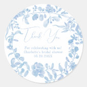 Franse Bloemen Dank u vrijgezellenfeest Ronde Sticker (Voorkant)