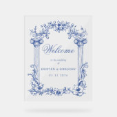 Franse  Bloemen Huwelijk Welkomstbord Acryl Bord (Voorkant)