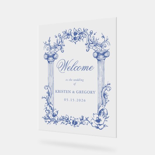 Franse  Bloemen Huwelijk Welkomstbord Acryl Bord (Hoek)