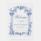 Franse Bloemen Huwelijk Welkomstbord Acryl Bord (Voorkant)