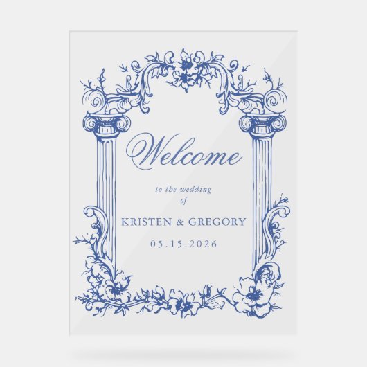 Franse  Bloemen Huwelijk Welkomstbord Acryl Bord (Voorkant)