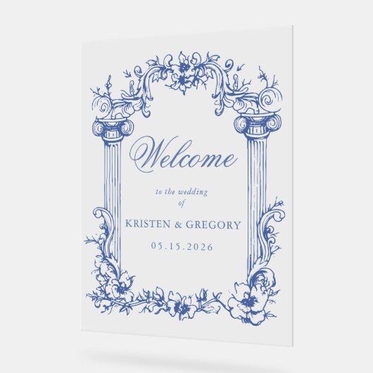 Franse  Bloemen Huwelijk Welkomstbord Acryl Bord (Hoek)